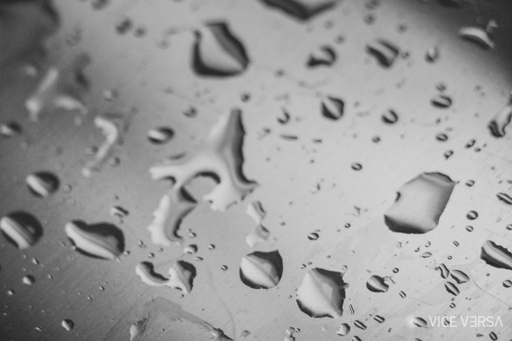 Water droplets on stainless-steel sink detail at Lagouvardos Village Hotel