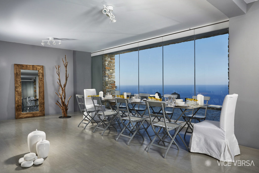 Styled setting at Verina Astra overlooking the Aegean Sea