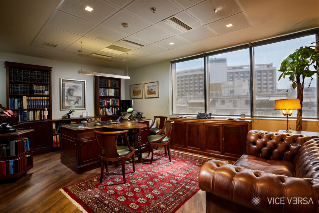 Partner office interior at Dryllerakis Law Firm