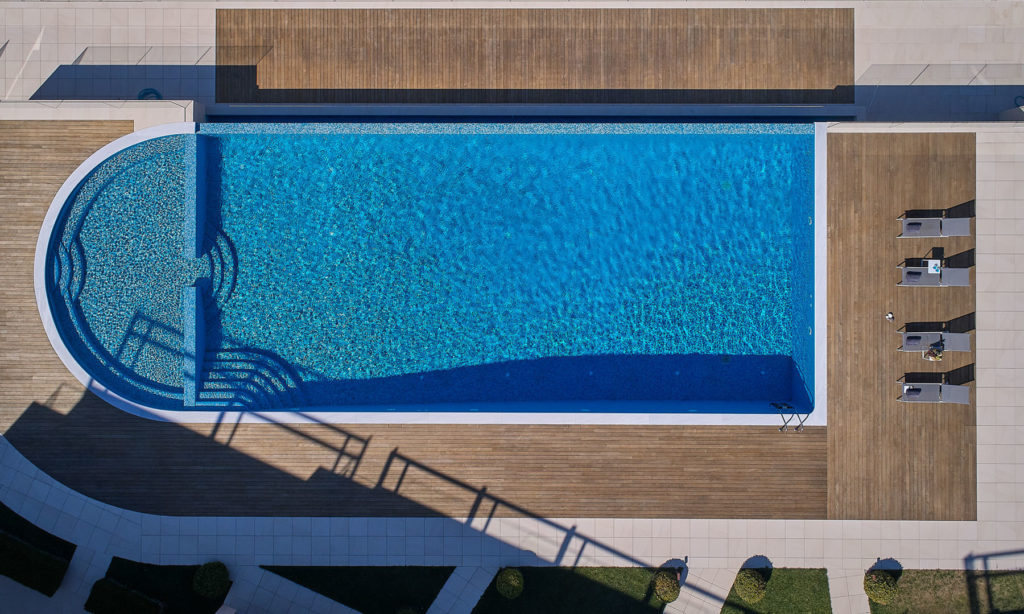 Aerial pool photography for Kefalonia luxury villa