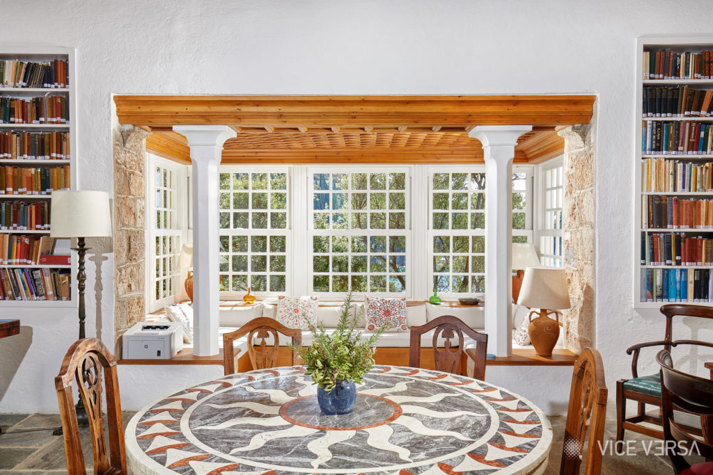 Library interior at Patrick and Joan Leigh Fermor House
