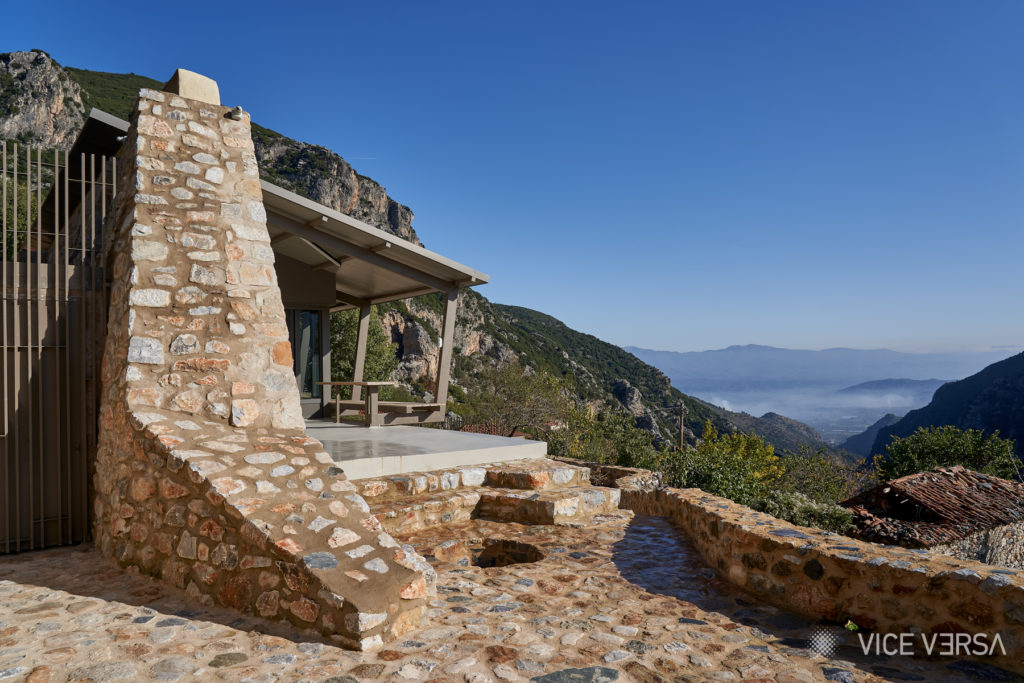 Yoik of Taygetus exterior architecture with mountain landscape