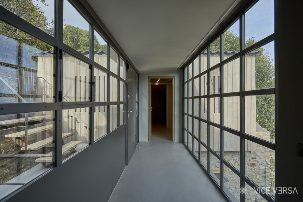 Interior corridor connecting kitchen and bedrooms at Yoik of Taygetus