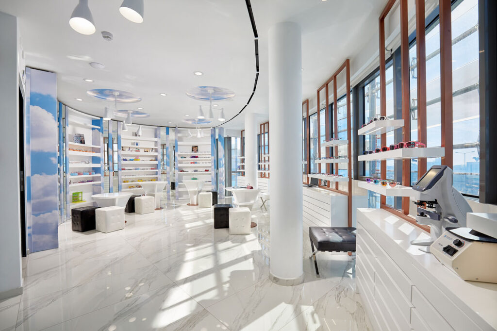 Athens Eye Optical retail interior on Vouliagmenis Avenue