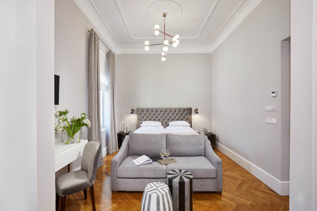 Boutique hotel suite interior at Mirame Athens