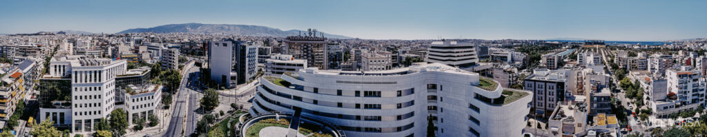 Panoramic aerial view of Marigold Residences and surrounding Athens