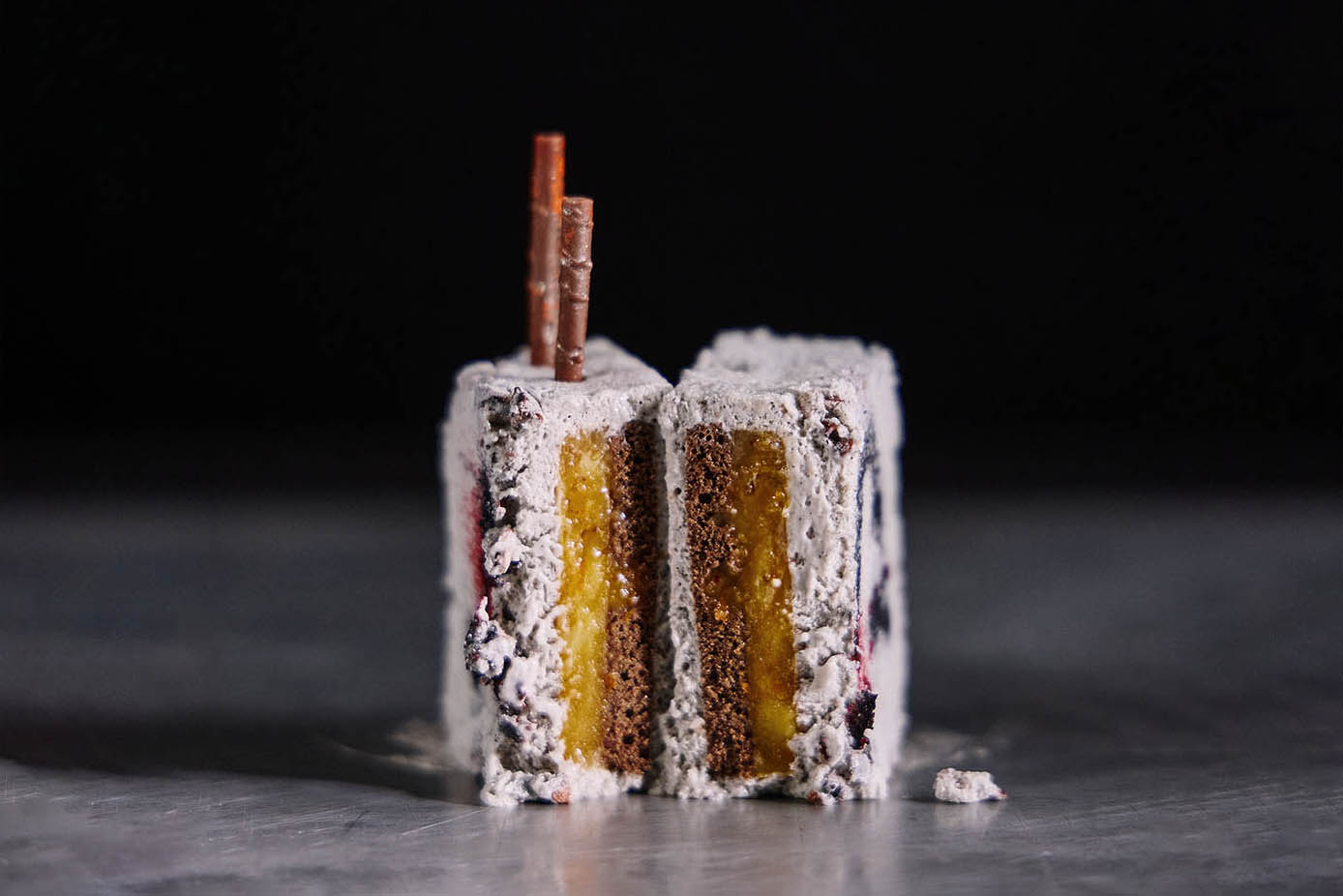 Sliced pastry by Nicolas Nikolakopoulos revealing its layered interior