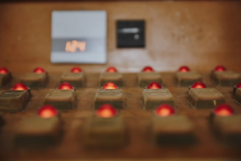 Vintage industrial control panel at Marras Mills
