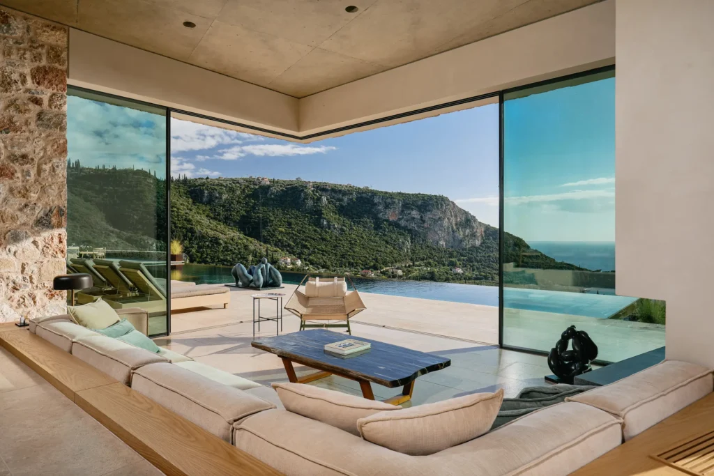 interior lounge view with direct access to pool area