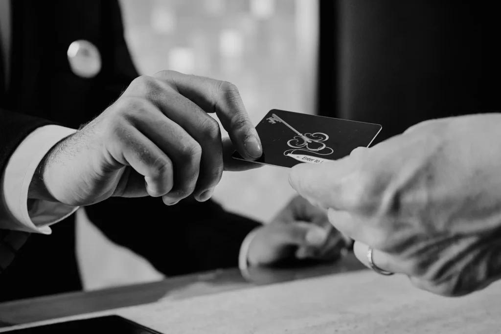 Room key being handed to a guest at Rodos Park Hotel