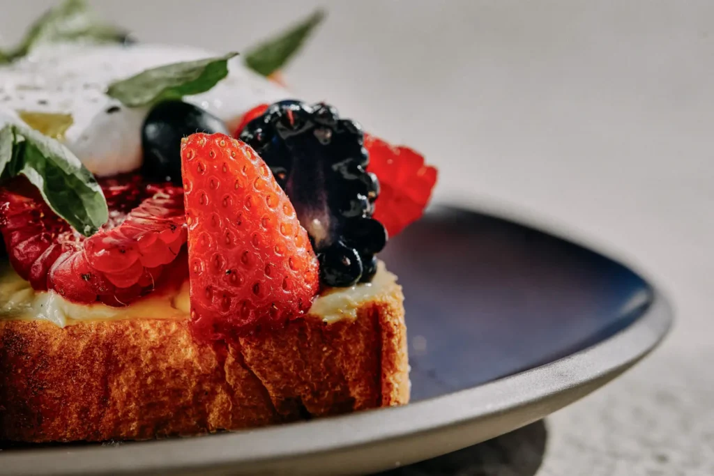 French toast with fresh summer fruit at Charisma restaurant