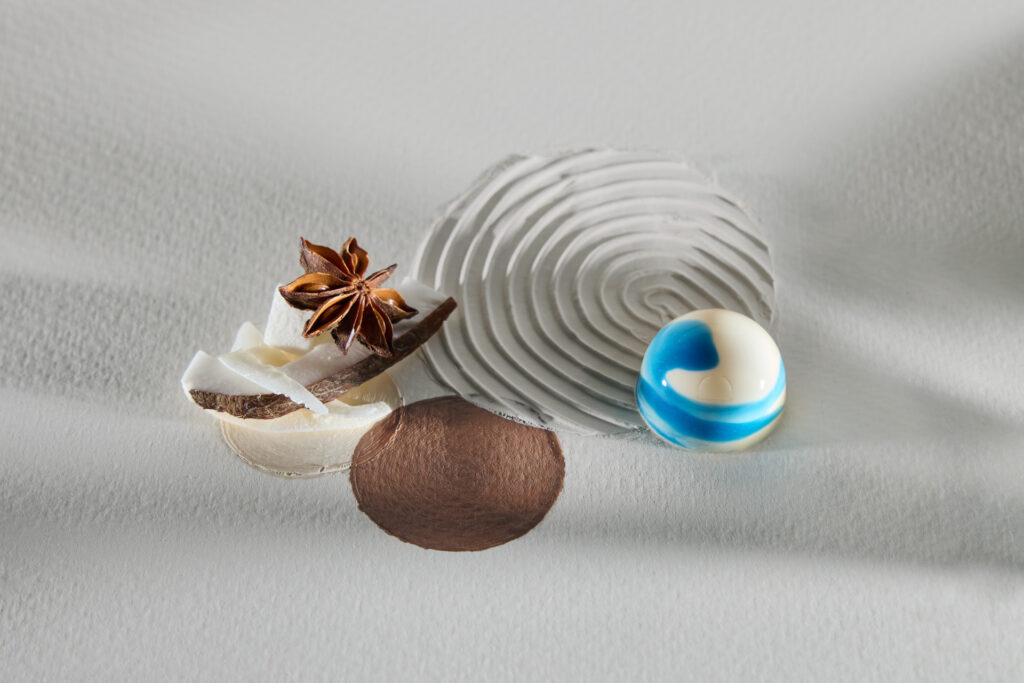 PRALINZ chocolate bonbon with styled ingredients