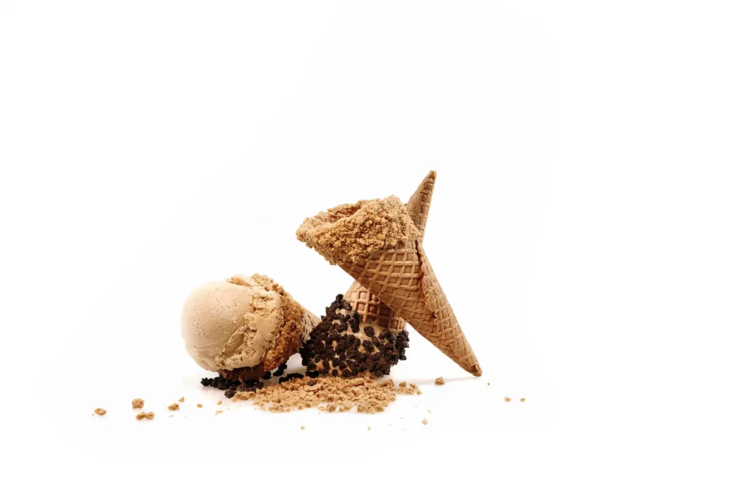 Callebaut ice cream cone photographed on a lightbox
