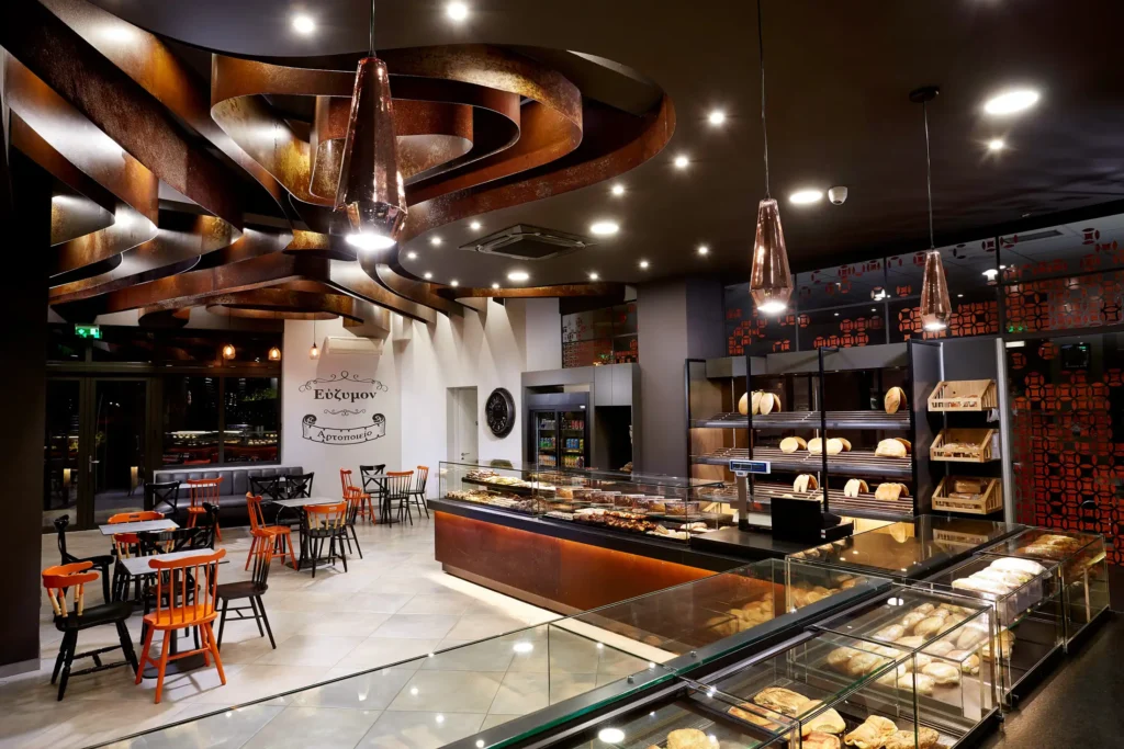 Interior architectural view of Efzymon bakery