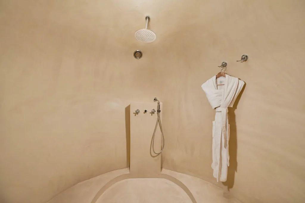 Styled bathroom inside The Mill Haven luxury villa in Santorini