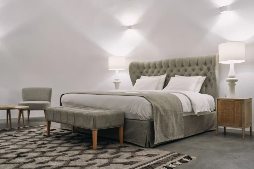 Santorini villa room interior with curated design details