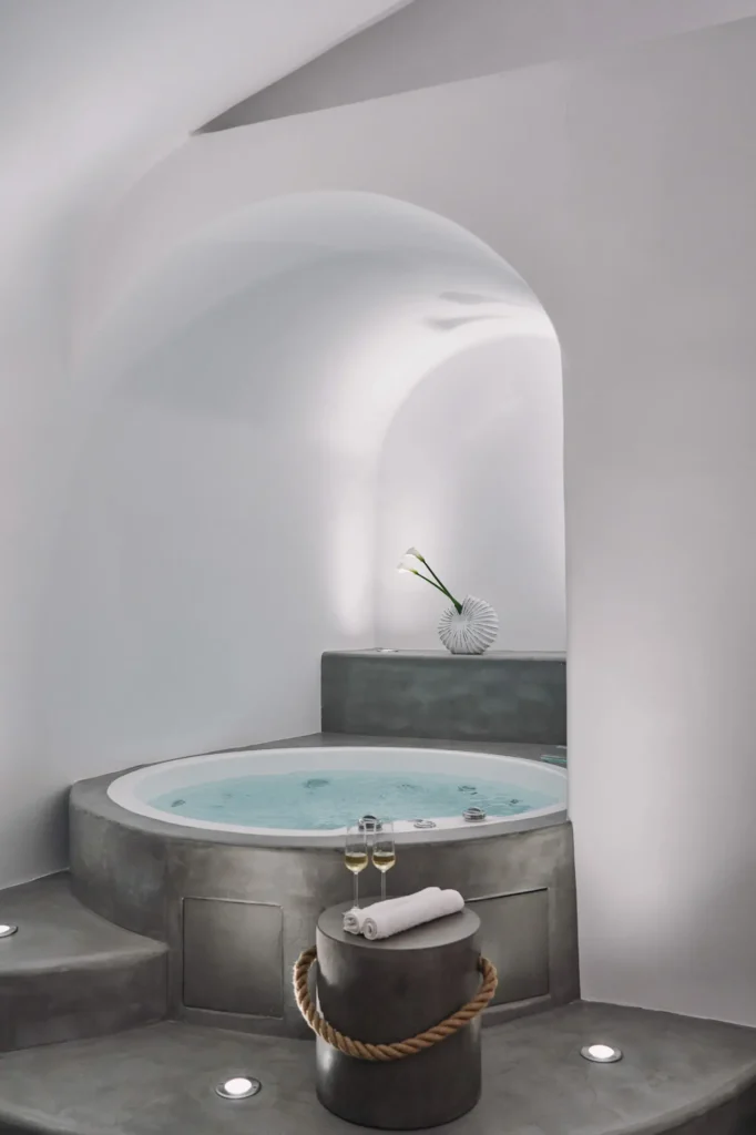 Private jacuzzi at Deep Earth Villas in Santorini