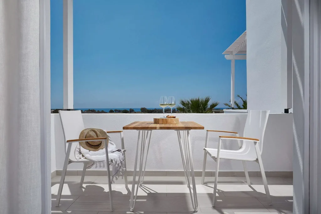 Petri Suites terrace with styled wine setting