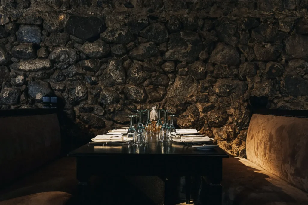 Interior dining area at Alati Restaurant Santorini