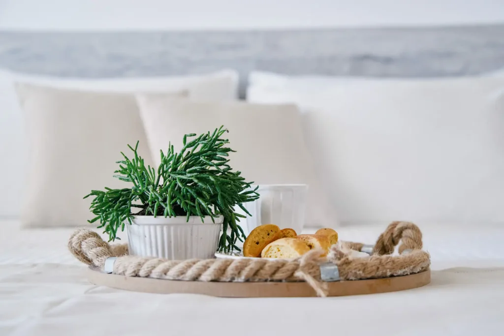 breakfast tray on bed