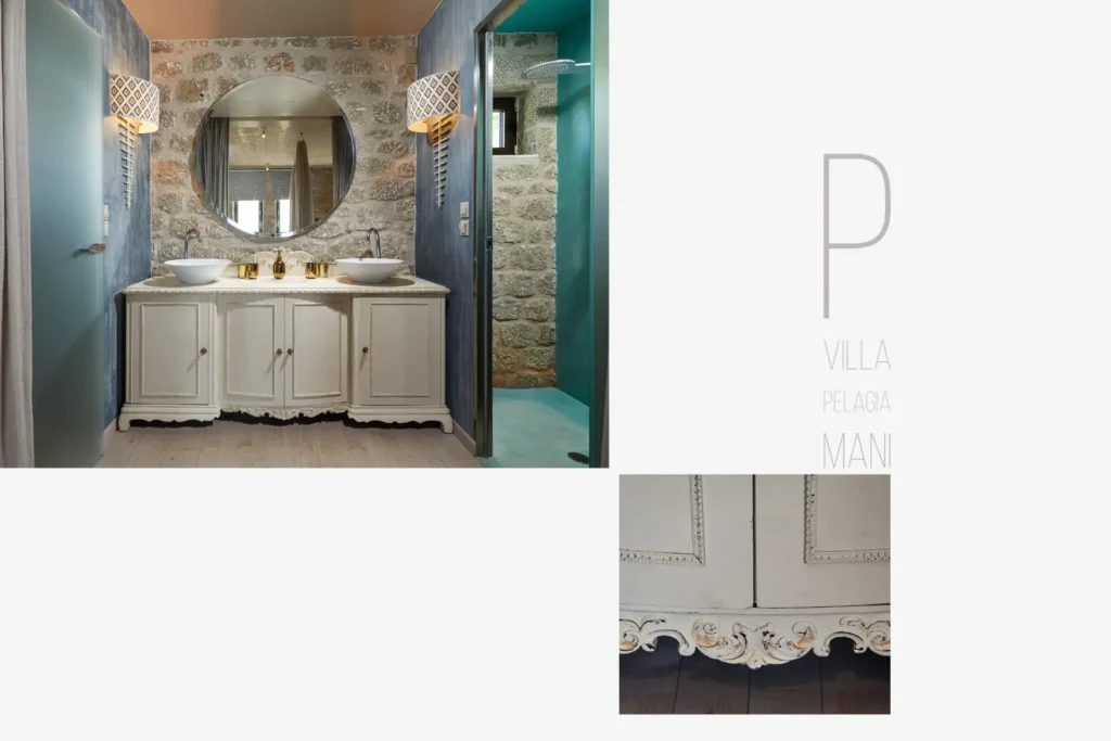 Hospitality rental villa interior Mani stoupa