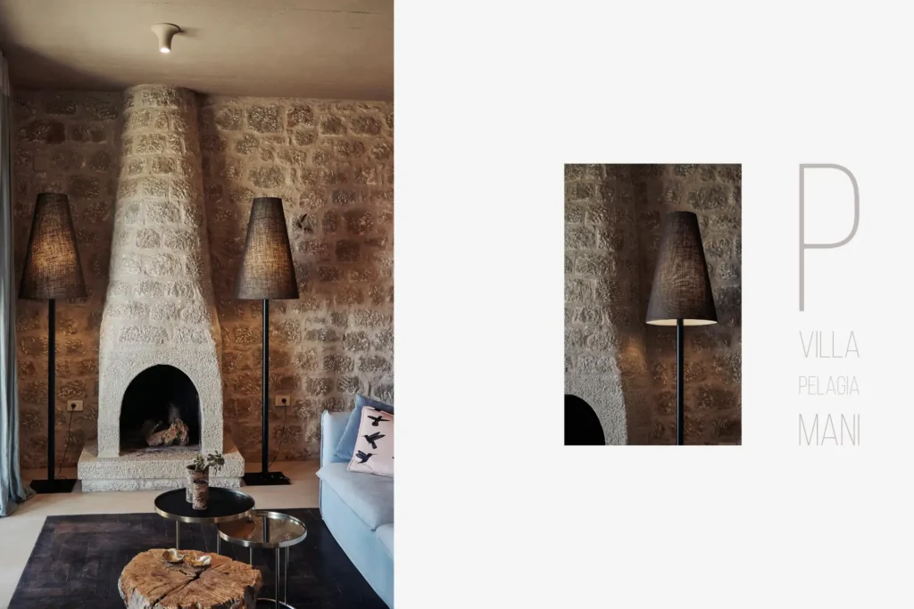 Hospitality rental villa interior Mani stoupa