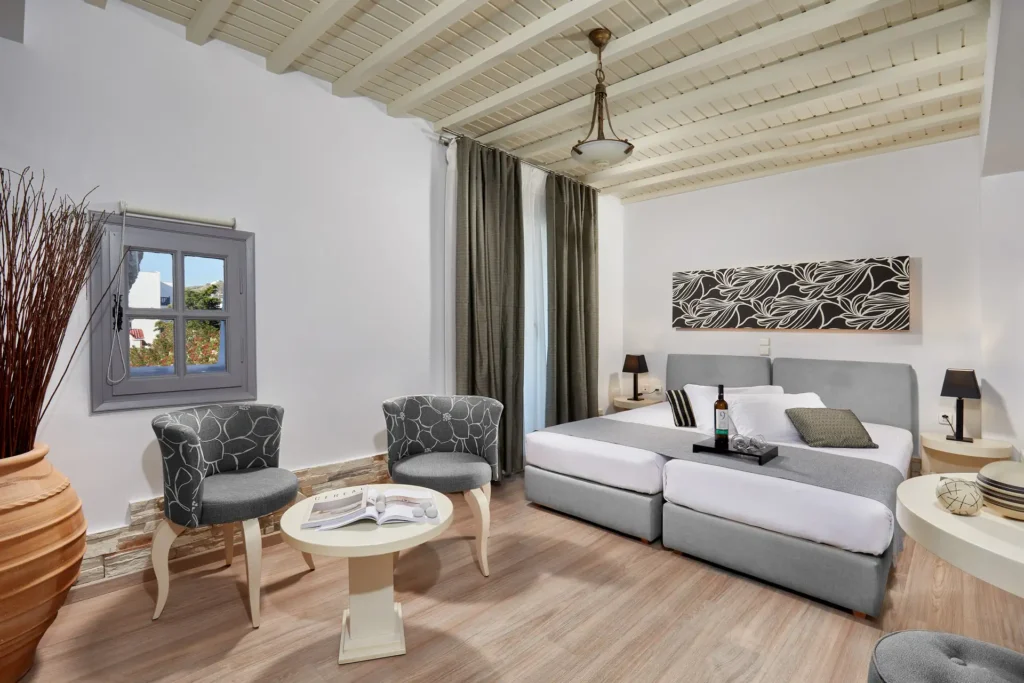 Guest room interior at Galaxy Hotel Naxos