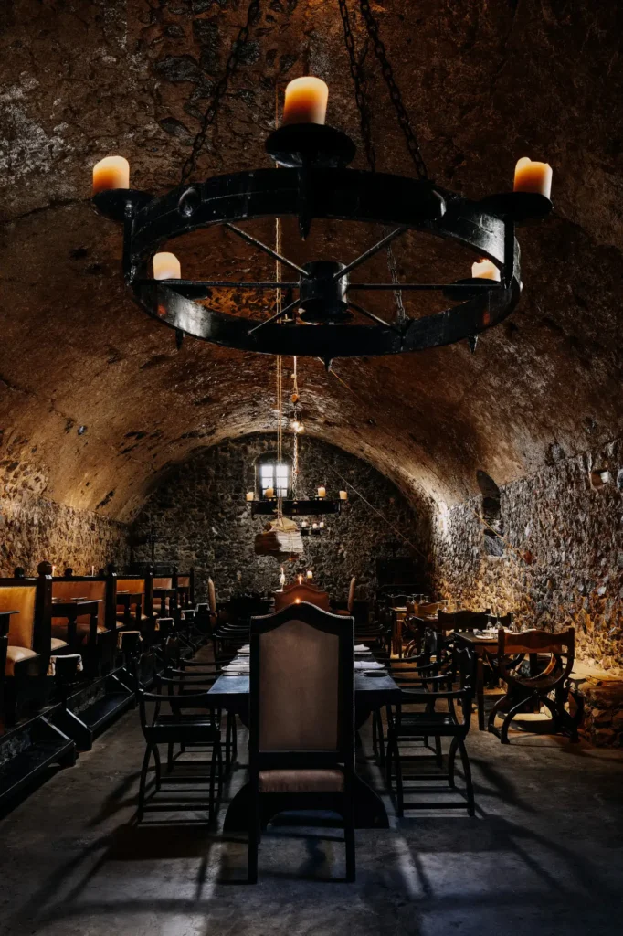 Interior dining room of Alati Restaurant at Vedema Santorini