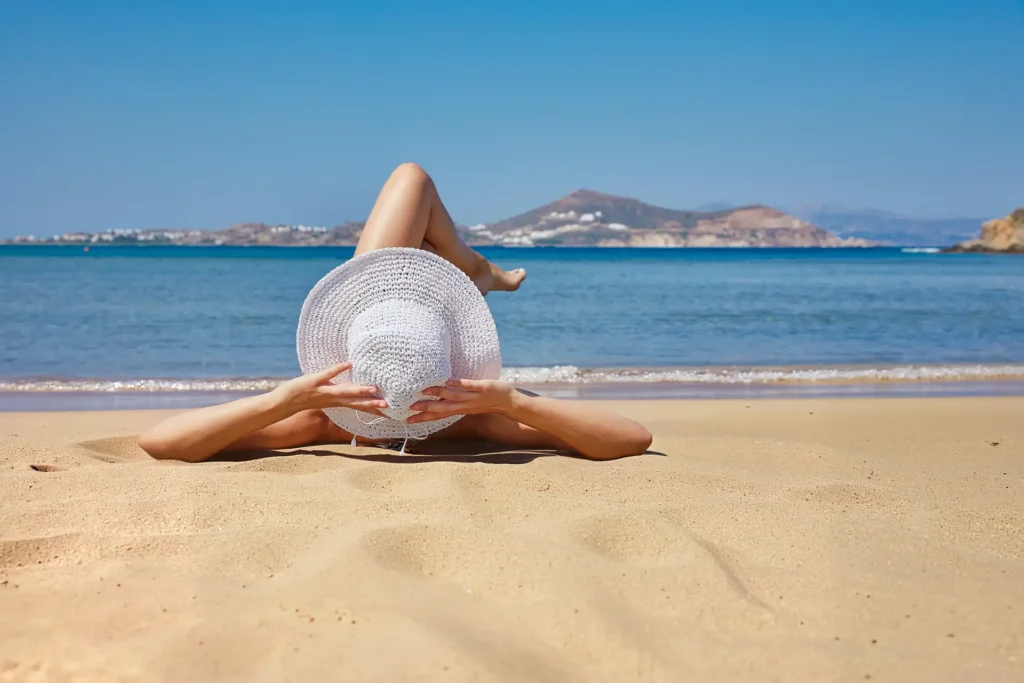 Lifestyle portrait on Agios Georgios Beach in Naxos
