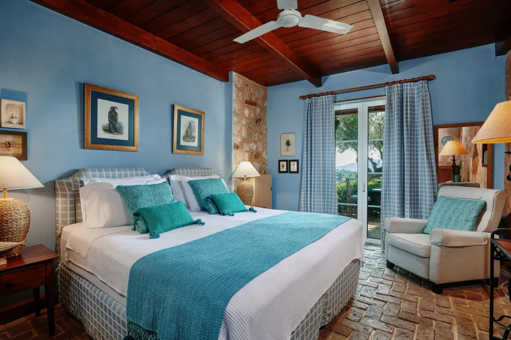 Interior living space at Halioussa villa, natural daylight