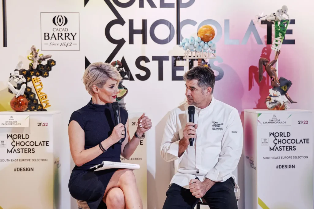 World chocolate masters competition interview Emmanuel Ryon with Evi Fragkaki