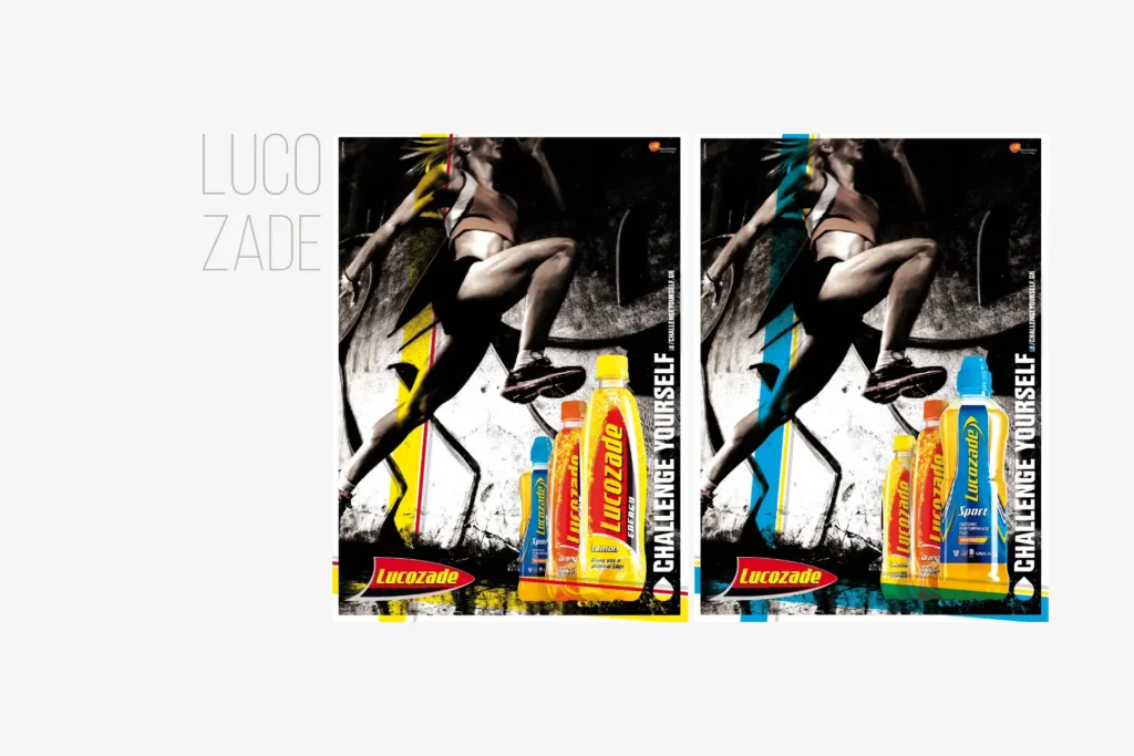 Final Lucozade campaign poster with female sprinter