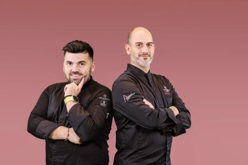 Ilias Nikola and Michalis Karouzos portrait for the Callebaut Ruby launch campaign