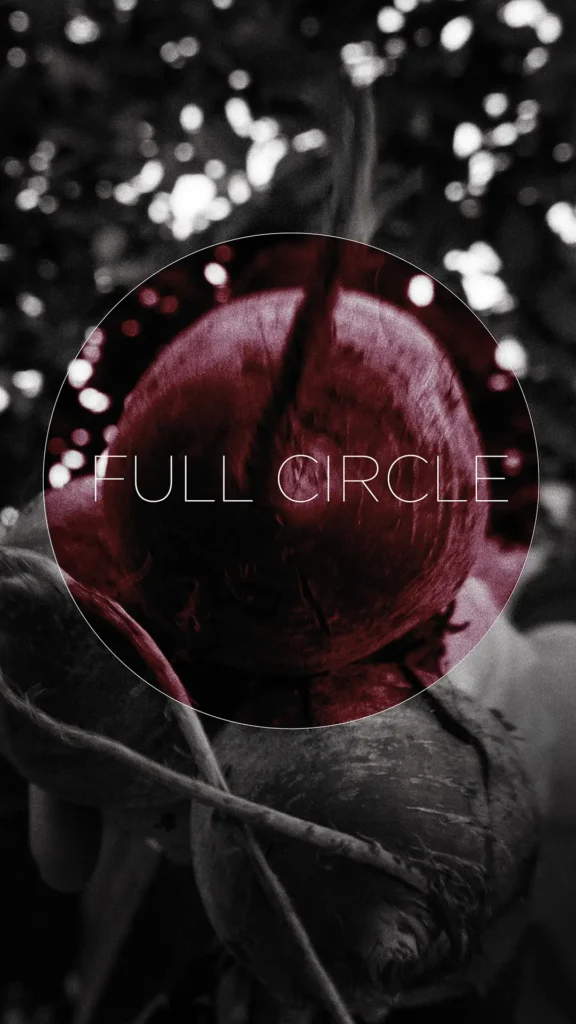 Full Circle beetroot recipe film cover with Athinagoras Kostakos holding a beetroot
